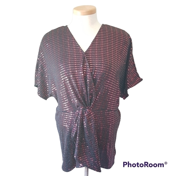 Sloane & Sadie Twist Front Sparkly Blouse - Picture 1 of 15
